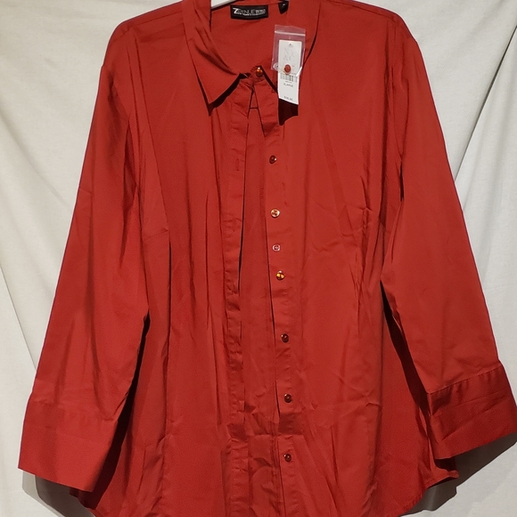 7th Avenue design red button up shirt size XL - Picture 2 of 5